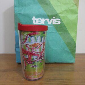 Tervis Leoma Lovegrove Art Club with Red Lid 16oz Tumbler Cup Pink Racers Bike
